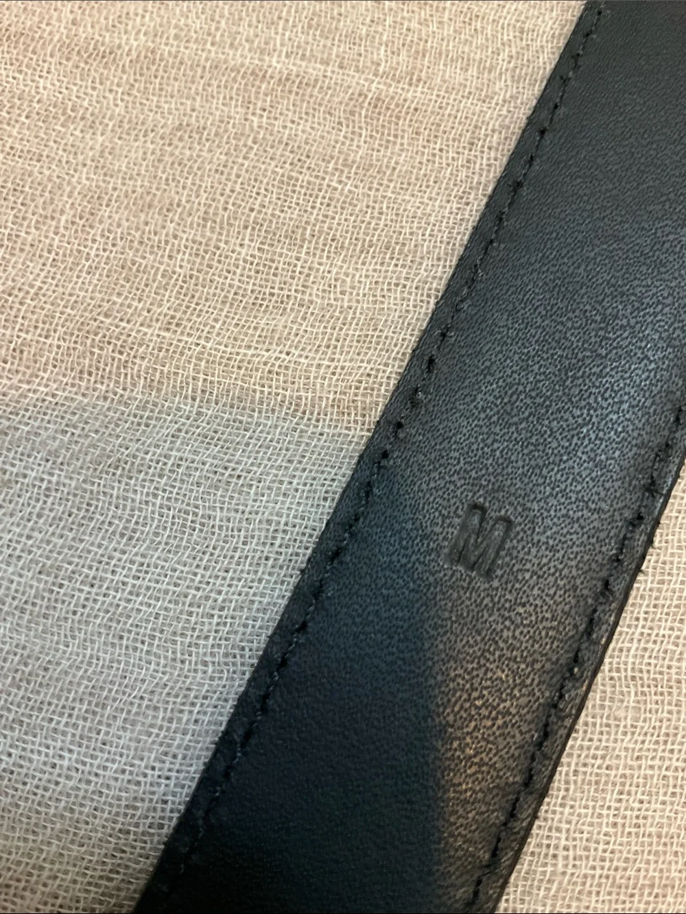 Ralph Lauren Black Leather Belt Strap with Gold RL Accent